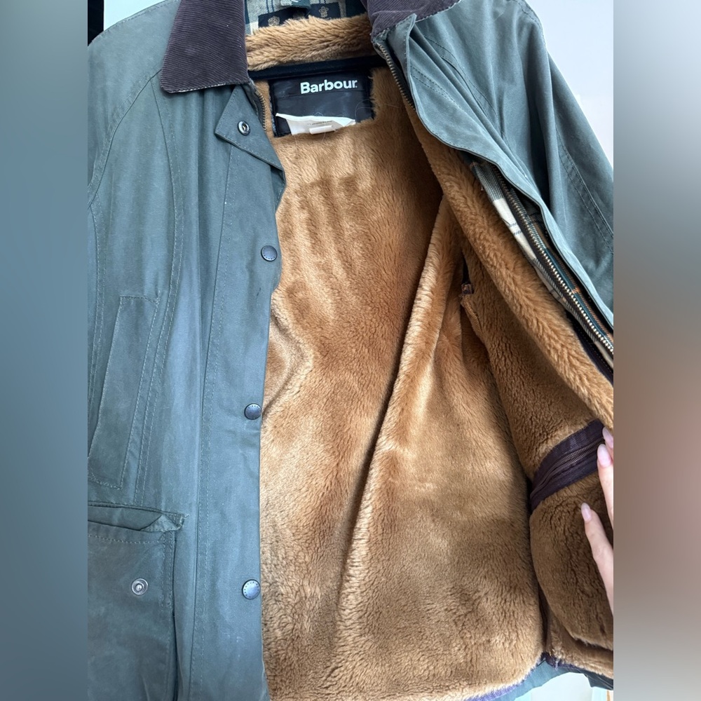 Barbour Green Jacket with Brown Lining